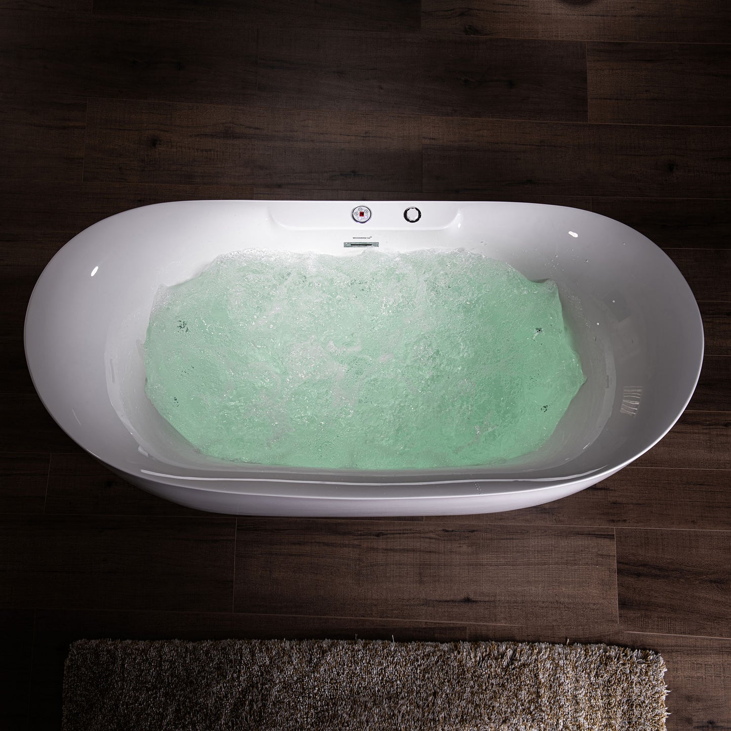 WOODBRIDGE BJ400 - 72" x 35-3/8" Whirlpool Jetted + Air Bubble Combo Oval Shaped Heated Free Standing Bathtub with LED Controls