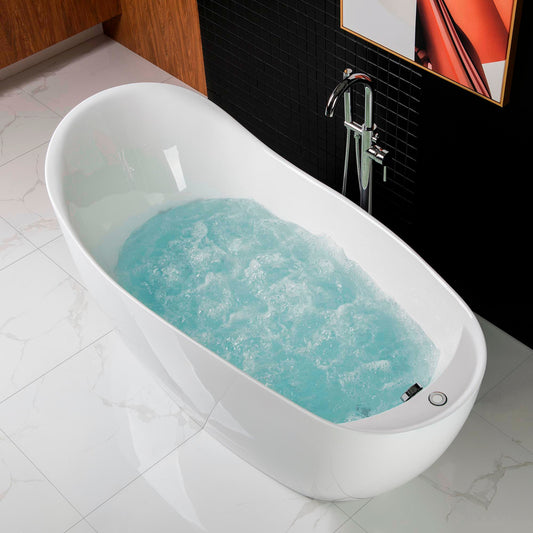 WOODBRIDGE B0033 67" Deluxe Air Bubble Free Standing Single-Slipper Bathtub