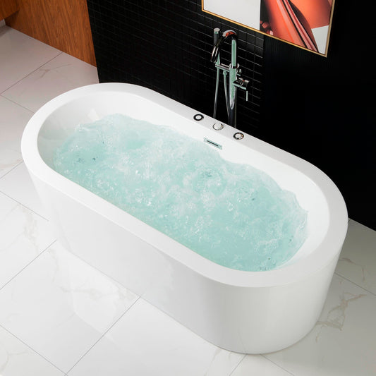 WOODBRIDGE B0030 67" x 32" Whirlpool Water Jetted + Air Bubble Freestanding Bathtub