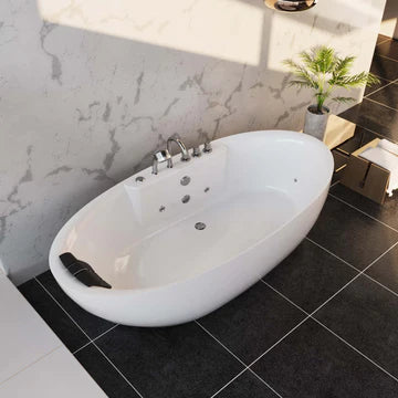 Empava-59AIS12 59" Freestanding Egg-Shaped Whirlpool Bathtub