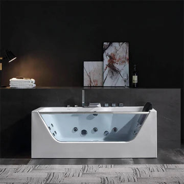 Empava 59JT408LED 59" Alcove Whirlpool LED Bathtub with Center Drain