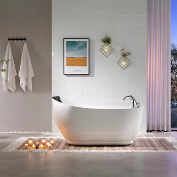 Empava 67AIS05 - 67" Freestanding Single Slipper Whirlpool Bathtub with Reversible Drain