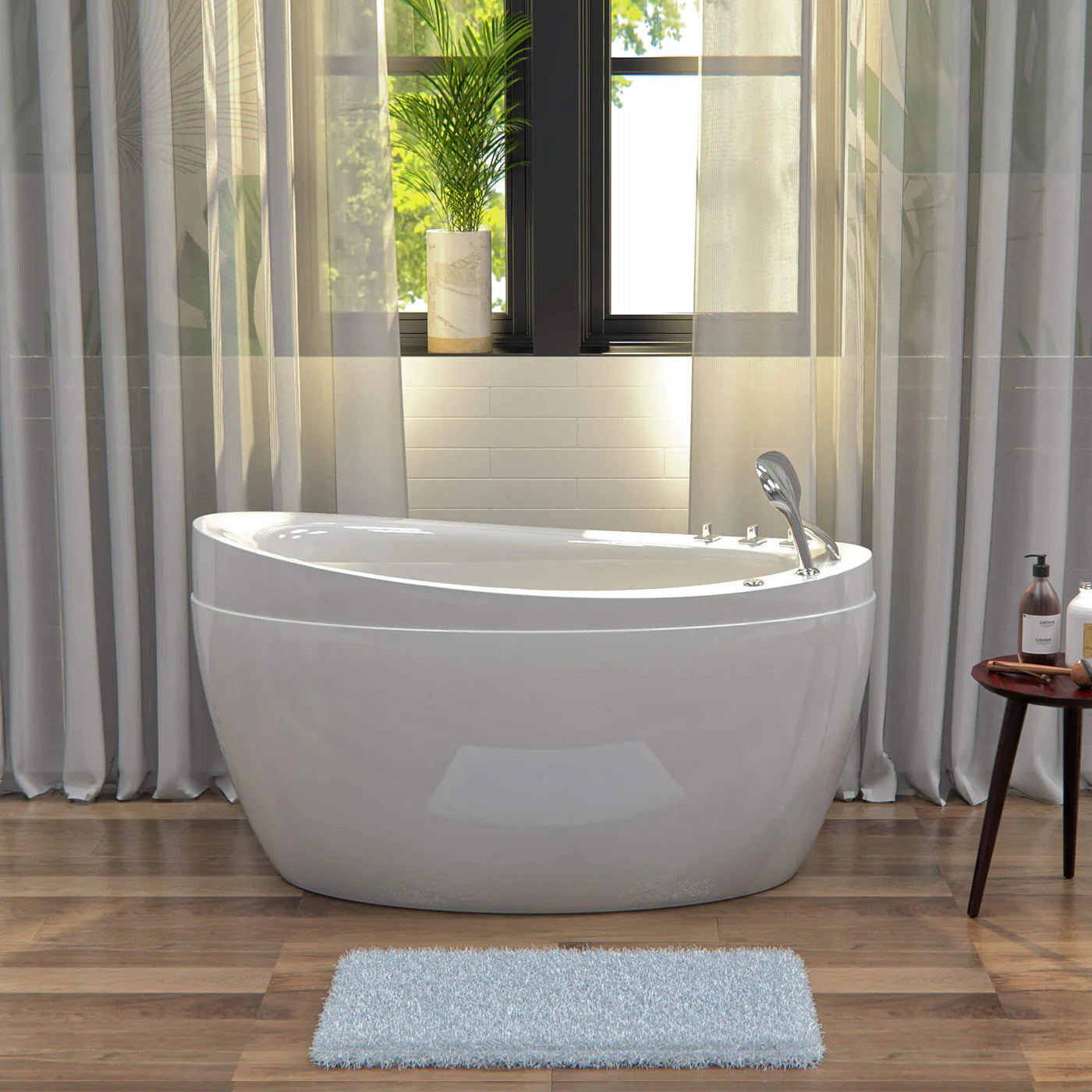 Empava 48JT011 - 48" Japanese-Style Freestanding Air Massage Bathtub with Reversible Drain